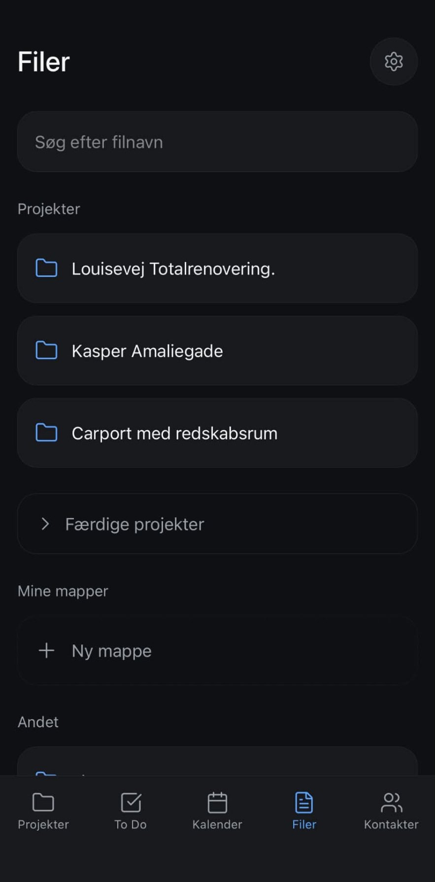 Filer og dokumenter samlet på en sag i et system