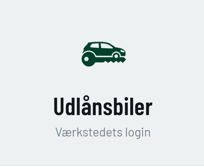 Login-skærmen i Lånebiler med bilmotiv og titlen Udlånsbiler